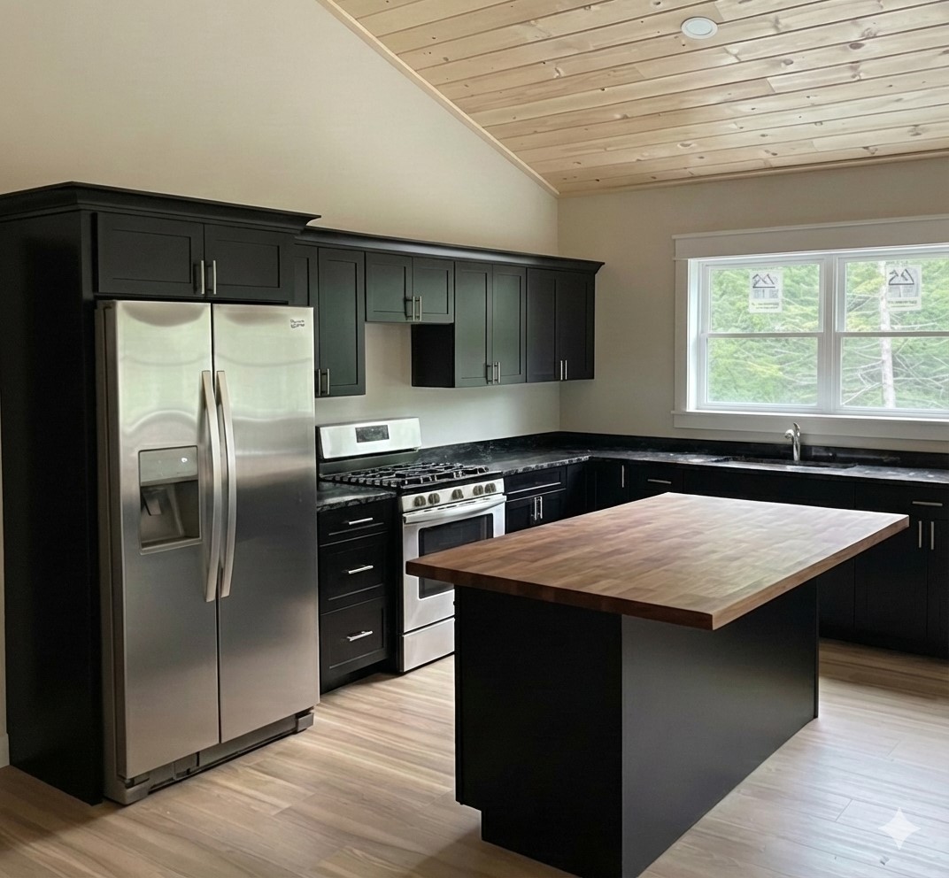 Custom barndominium kitchen remodel in Conway NH by Valley Builders