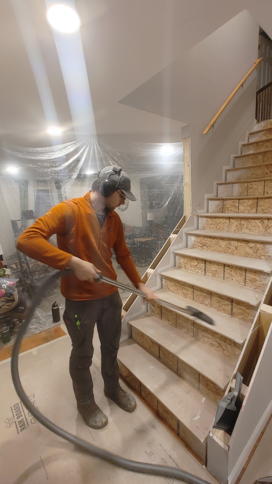 Custom red oak staircase built by Valley Builders in New Hampshire